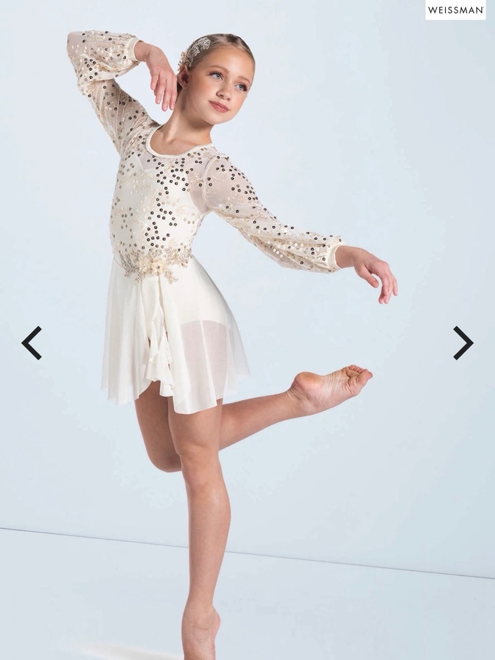 Weissman Girls'👧🏻Cream Sequin✨Dance Costume Sz LC
